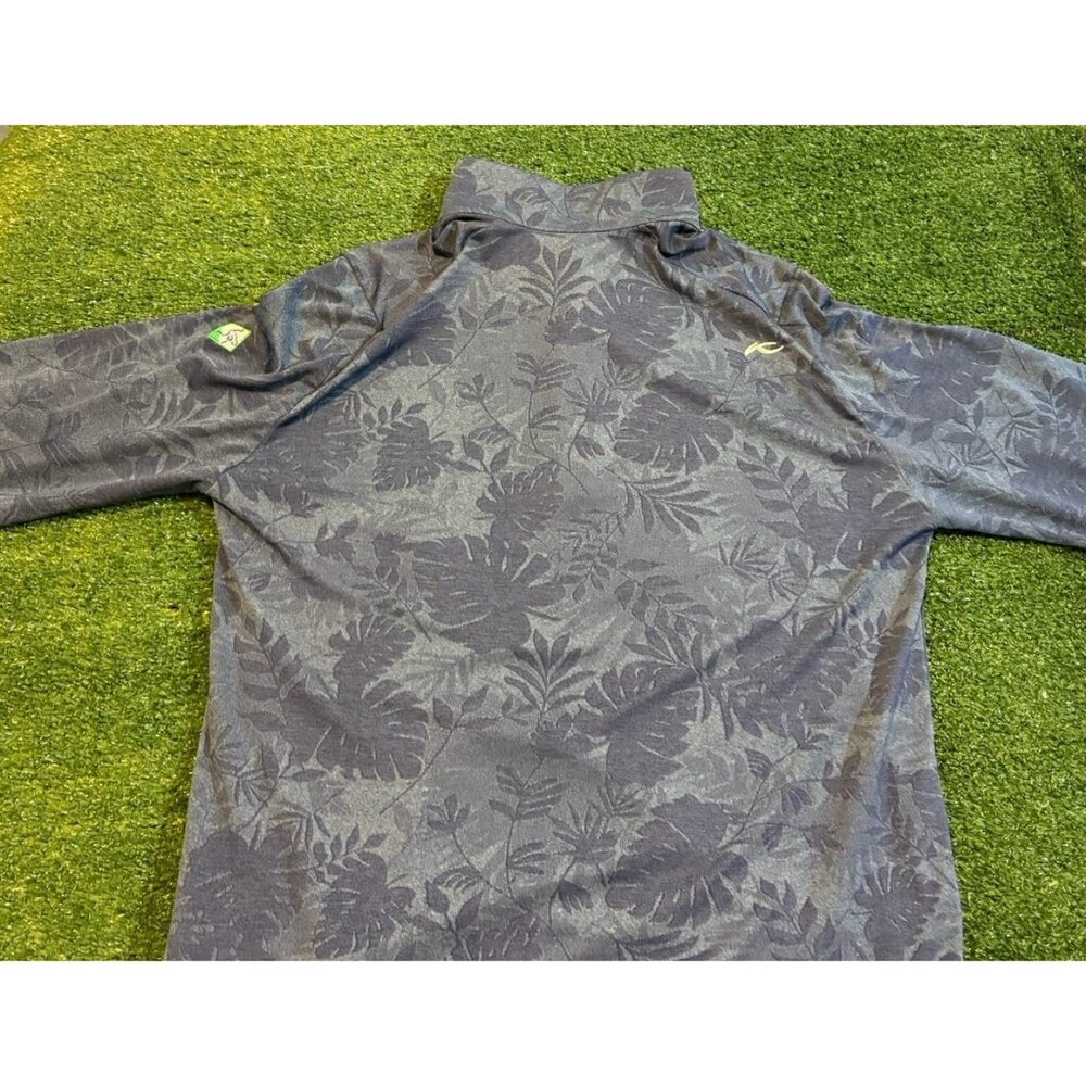 Kjus 1/4 zip mens medium blue floral lighweight breathable sweater pullover - Picture 7 of 11